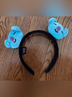 Koya Plush Character Headband - Black with Light Blue Ears